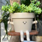 Asfasfq - pot de fleurs suspendu avec tête de balançoire, mignon, en résine, avec trou de drainage, pour ... Asfasfq - pot de fleurs suspendu avec tête de balançoire, mignon, en résine, avec trou de drainage, pour ...