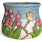 Asfasfq - pot de jardin des tulipes - pot de fleurs dcoratif en bton peint  la main - jardinire pour ...