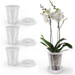 Asfasfq - pot orchide 3 piece 5. 5 inch clear pots with saucer drainage hole pot plastique plante indoor ...