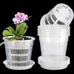 Asfasfq - pot  orchide en plastique transparent, en plastique blanc avec trous de drainage et soucoupes, ...