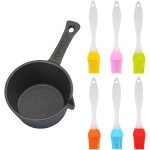 Asfasfq - pot à sauce en fonte et pinceau à badigeonner en silicone pour griller, barbecue, cuisine, ... Asfasfq - pot à sauce en fonte et pinceau à badigeonner en silicone pour griller, barbecue, cuisine, ...