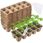 Asfasfq - pots de semis biodgradables en fibre de tourbe 220 pcs, 200 cellules avec etiquettes et pots ...