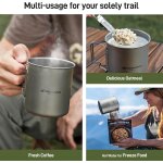 Asfasfq - pot en titane, tasses de 750 ml et 420 ml, tasse  caf de camping avec couvercle et cuillre, ...