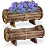 Asfasfq - relaxdays jardinire en bois, pot de fleurs, en lot de 2, avec film, hlp 18 x 40 x 14 cm, extrieur ...