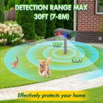 Asfasfq - rpulsif  ultrasons pour chat - etanche ip55 - 4 modes - avec dtecteur de mouvement - lumire ...
