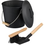Asfasfq - seau  cendres, avec couvercle, 4, 5 litres, pelle et balayette, nettoyage pour la chemine, ...