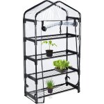 Asfasfq - serre pour balcon, bche en pvc, structure acier, 4 tagres, hxlxp : 125 x 69 x 29 cm, noir ...