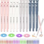 Asfasfq - sjunjie 24 stylo effacables 0, 5mm stylos effaables papeterie kawaii avec 48 recharges et ...