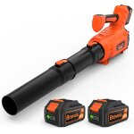 Asfasfq - souffleur de feuilles sans fil, 2 x 5200 mah avec chargeur, souffleur feuilles mortes vitesse ...