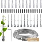 Asfasfq - support pour plantes grimpantes, 16m corde en acier inoxydable  suspendre kit avec 3mm cable ...
