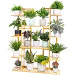 Asfasfq - tagre plante bambou, porte plante multi - fonction  9 tablettes, support pot de fleurs design ...