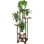 Asfasfq - tagre plantes en bois  5 niveaux, support plantes interieur avec roues amovibles, porte plante ...