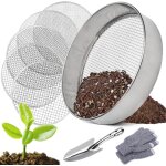Asfasfq - tamis de jardin en acier inoxydable, 5 en1 tamis jardin rond 30 cm, avec 5 tamis interchangeables ... Asfasfq - tamis de jardin en acier inoxydable, 5 en1 tamis jardin rond 30 cm, avec 5 tamis interchangeables ...