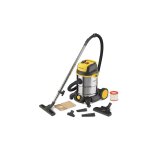Aspirateur eaux et poussi�res stanley 1600w avec prise 230v cuve inox 30l filtre hepa embouts sac