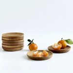 Assiettes a fruits en bois d'acacia entier, assiette ronde matire massive, soucoupe en bois, plateau ...
