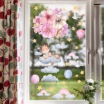 Autocollants pour fen�tres - 1 superbe autocollant d�coratif statique en forme de girafe pour emp�cher ...