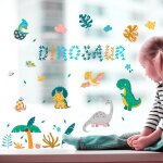 Autocollants pour fen�tres - 4 superbes autocollants statiques d�coratifs en forme de dinosaures pour ...