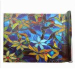 Promotion! autocollant de fentre vitrail statique, film dcoratif pour fentre orchide camlia fleur, ...