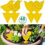 Autocollant jaune plante, 48pcs pi�ges englu�es colle double - face etanche attrape mouches pucerons ...