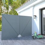 Auvent lat�ral pliable de terrasse gris 300 x 200 cm
