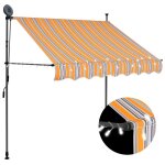 Auvent manuel rtractable avec led 100 cm jaune et bleu
