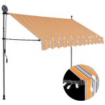 Auvent manuel rtractable avec led 300 cm jaune et bleu