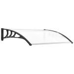 Auvent marquise de porte design vot arrondi dim. 100l x 80l x 23h cm polycarbonate plastique noir