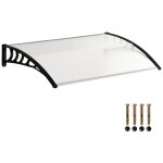 Auvent marquise de porte design vo�t� arrondi dim. 122l x 89l x 24h cm polycarbonate pp noir