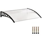 Auvent marquise de porte design vo�t� arrondi dim. 150l x 90l x 25h cm polycarbonate pp noir