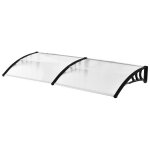 Auvent marquise de porte design vo�t� arrondi dim. 195l x 80l x 23h cm polycarbonate plastique noir