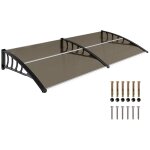 Auvent marquise de porte design vo�t� arrondi dim. 200l x 96l x 27h cm polycarbonate fum� brun pp noir ...