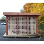 Auvent ombra - toit plat - treillage bois sur 1 côté Auvent ombra - toit plat - treillage bois sur 1 côté