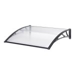 Auvent de porte d'entre design marquise d'accueil rsistante aux intempries 120 x 100 cm noir transparent ...