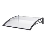 Auvent de porte d'entrée design marquise d'accueil résistante aux intempéries 150 x 100 cm noir transparent ... Auvent de porte d'entrée design marquise d'accueil résistante aux intempéries 150 x 100 cm noir transparent ...