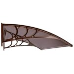Auvent pour porte d'entre - springos - 80x120cm - aluminium - polycarbonate - marron