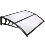 Auvent pour porte d'entre - springos - 80x120cm - transparent, noir - aluminium - polycarbonate