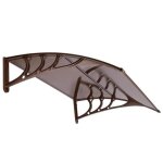 Auvent pour porte d'entre - springos - 80x150cm - aluminium - polycarbonate - marron