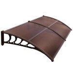 Auvent pour porte d'entre - springos - 80x200cm - aluminium - polycarbonate - marron