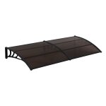 Auvent de porte marquise r�sistante aux intemp�ries abs polycarbonate aluminium 240 x 100 cm noir marron ...