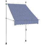 Auvent rtractable manuel 100 cm rayures bleues et blanches