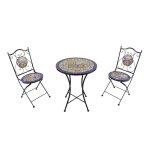 Axi am�lie table et chaise bistrot, 2 chaises 1 table, ensemble bistro ext�rieur mosaique bleu / jaune, ...