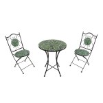 Axi am�lie table et chaise bistrot, 2 chaises 1 table, ensemble bistro ext�rieur mosaique feuilles vertes ...