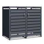 Axi lucas cache poubelle m�tallique anthracite - abri poubelle pour 2 conteneurs - max. 240l - abri poubelle ...