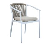 Axi suvi table et chaises de jardin, 4 chaises blanches polywood aspect teck, marron / blanc salon de ...