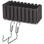 Bac de balcon avec crochets pot de fleurs bac a plantes forme cl�ture anthracite 38 cm 6 l pot de balcon ...