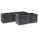 Bac fibres de verre et composite long 140 x l 40 cm h 40 cm ext. jardini�re gris anthracite
