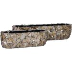 Bac fibres de verre et coquillages long 90 cm x 20 cm ext. vase jardinière marron Bac fibres de verre et coquillages long 90 cm x 20 cm ext. vase jardinière marron