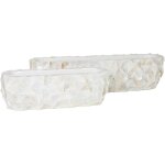Bac fibre de verre & coquillages long 90cm x20cm ext. vase jardinière crème Bac fibre de verre & coquillages long 90cm x20cm ext. vase jardinière crème