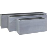 Bac fibres de verre et plastique renforc long 200 x 50 cm h 50 cm ext. jardinire gris mat