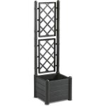Bac a fleur carré italia avec treillis - 30l - plastique - anthracite Bac a fleur carré italia avec treillis - 30l - plastique - anthracite